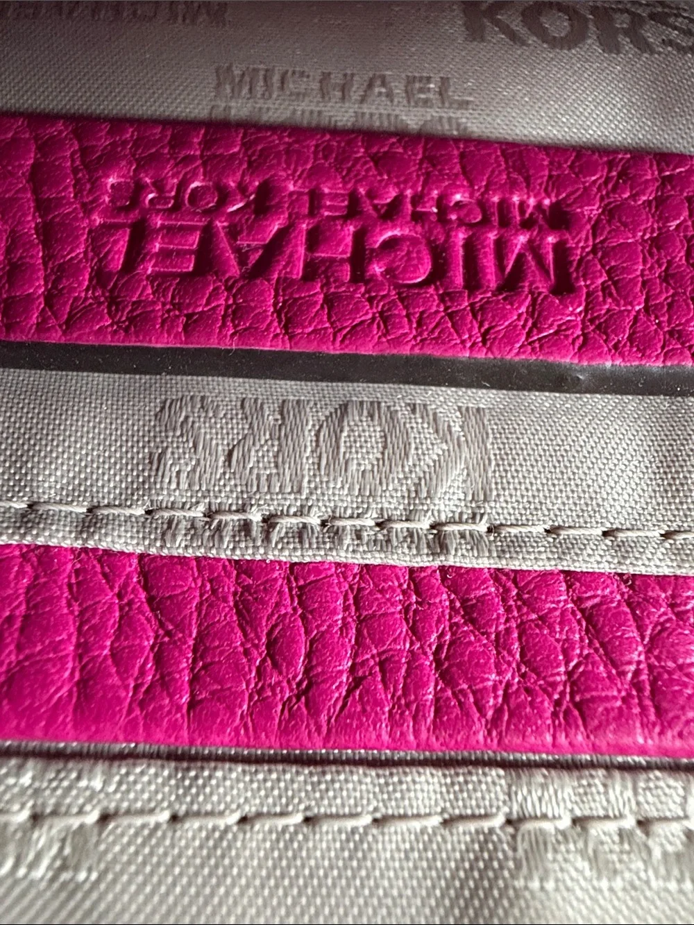 Michael Kors Fuchsia Leather Crossbody with Gold-Tone Chain